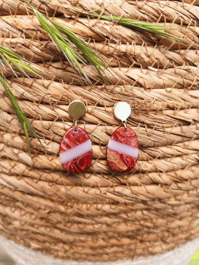 Collection Marbre Alizarine - Boucles d'oreilles Bénédicte