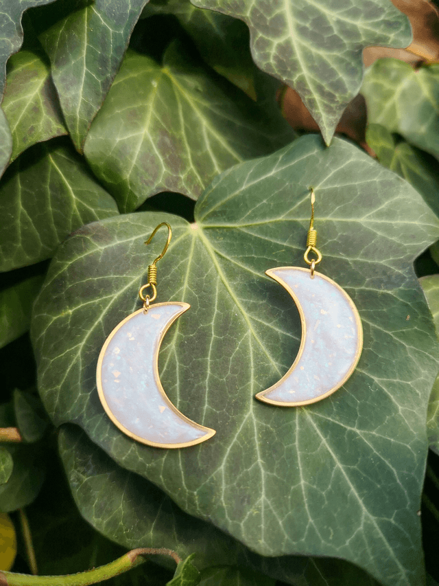 Collection Pierres d'Opales - Boucles d'oreilles Lune