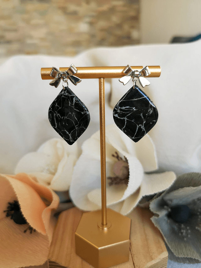 Collection Marbre Noir - Boucles d'oreilles Ravissante 