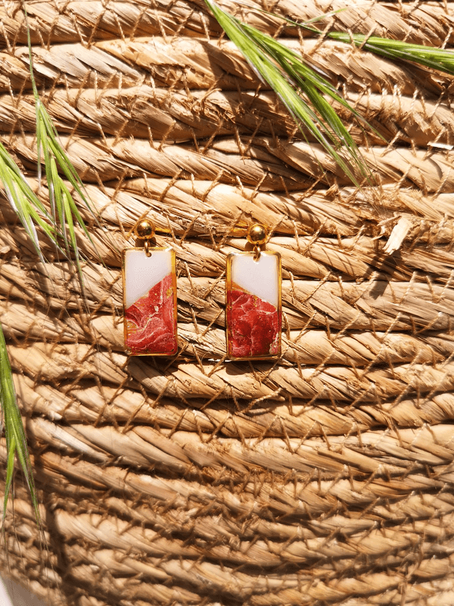 Collection Marbre Alizarine - Boucles d'oreilles Berty