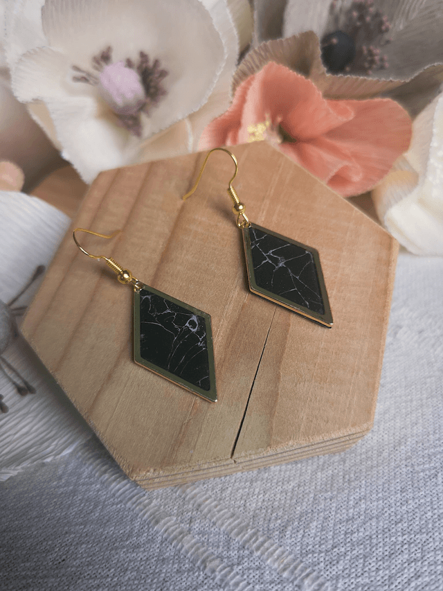 Collection Marbre Noir - Boucles d'oreilles Raven