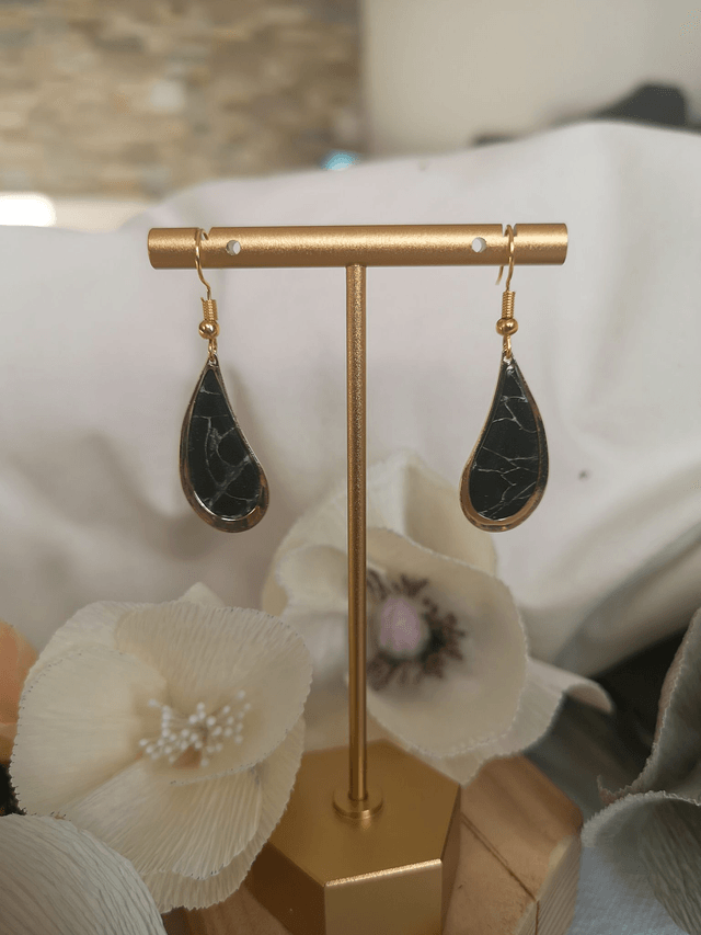 Collection Marbre Noir - Boucles d'oreilles Raphaëlle