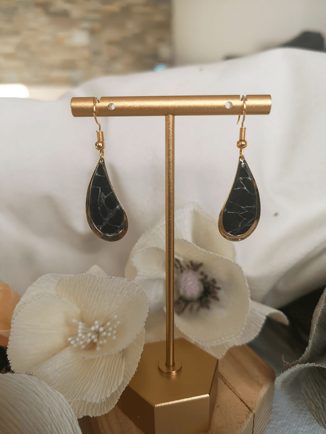 Collection Marbre Noir - Boucles d'oreilles Raphaëlle