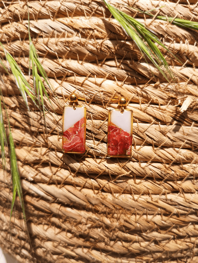 Collection Marbre Alizarine - Boucles d'oreilles Berty