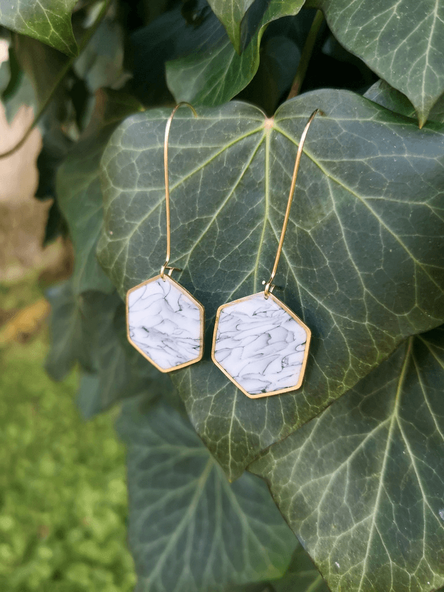 Collection Marbres Blancs - Boucles d'oreilles Jane