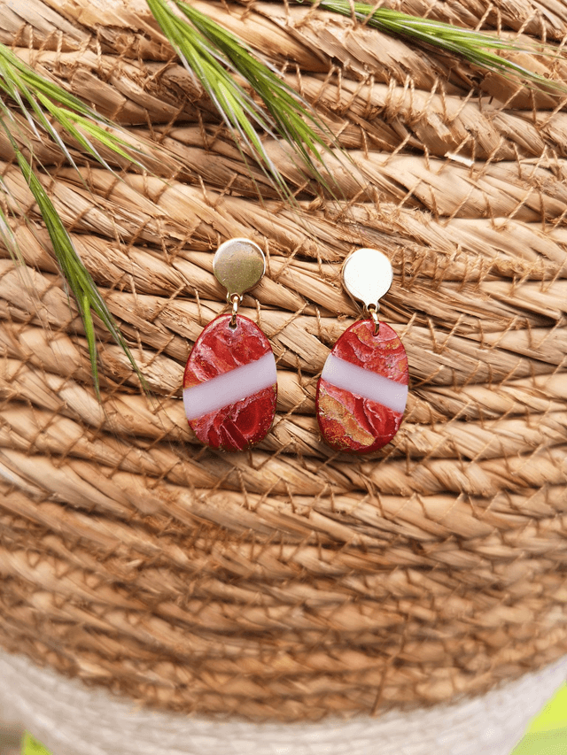 Collection Marbre Alizarine - Boucles d'oreilles Bénédicte