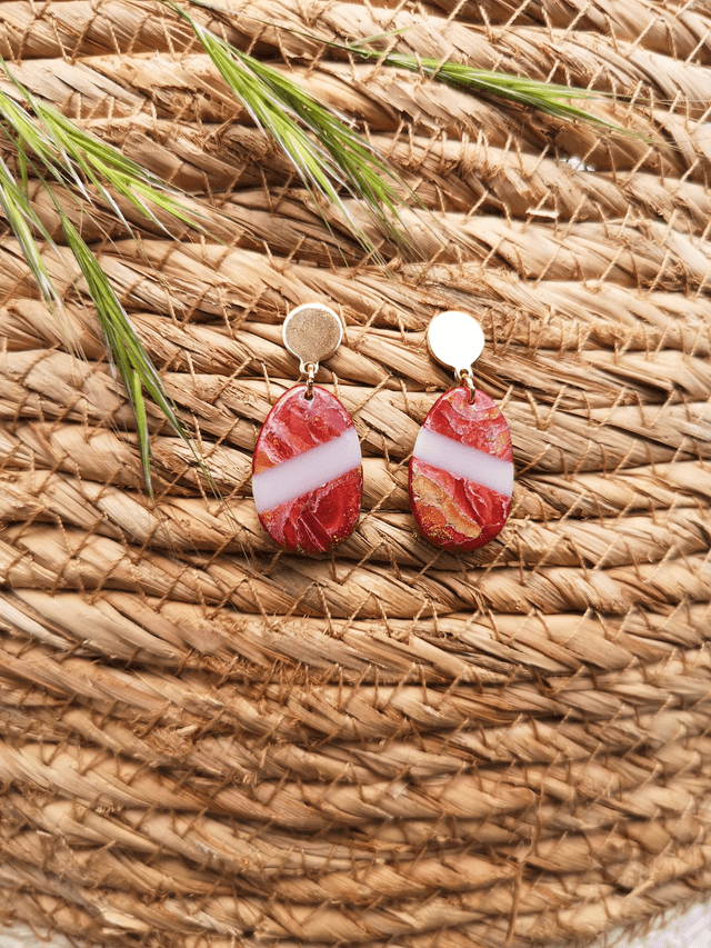 Collection Marbre Alizarine - Boucles d'oreilles Bénédicte