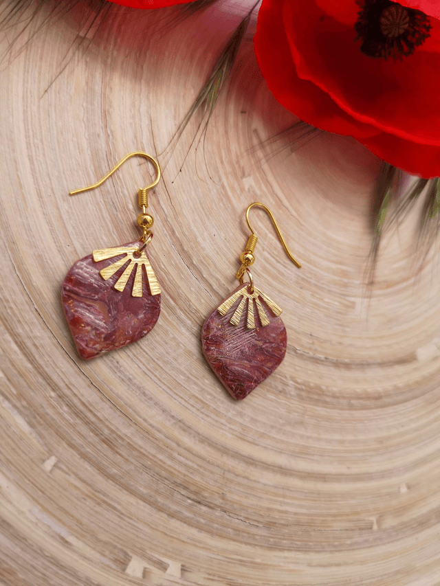 Collection Marbre Alizarine - Boucles d'oreilles Billie 