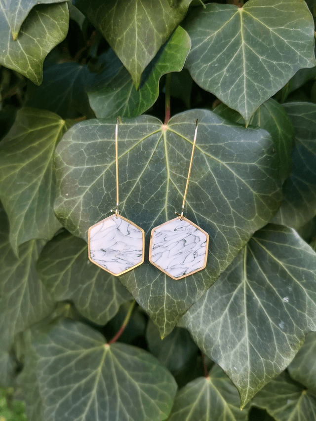 Collection Marbres Blancs - Boucles d'oreilles Jane