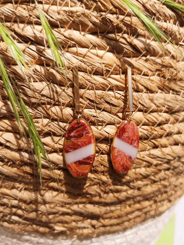 Collection Marbre Alizarine - Boucles d'oreilles Bethanie 