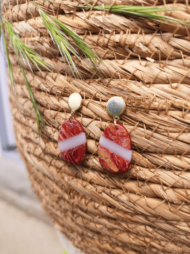Collection Marbre Alizarine - Boucles d'oreilles Bénédicte