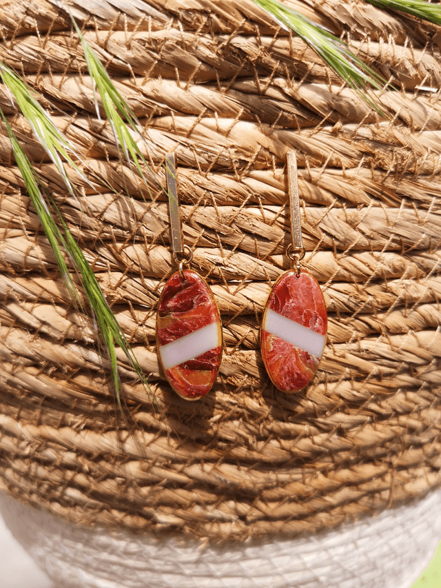 Collection Marbre Alizarine - Boucles d'oreilles Bethanie 
