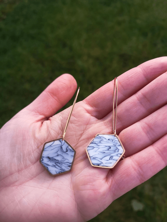 Collection Marbres Blancs - Boucles d'oreilles Jane