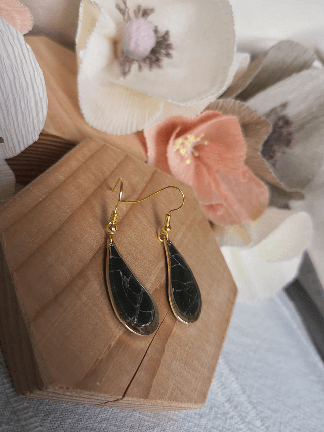 Collection Marbre Noir - Boucles d'oreilles Raphaëlle