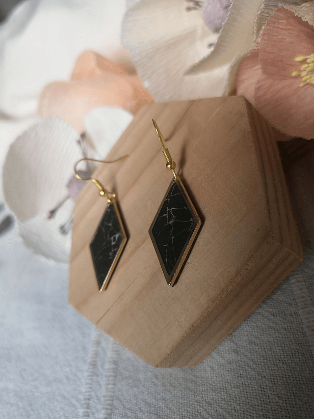 Collection Marbre Noir - Boucles d'oreilles Raven
