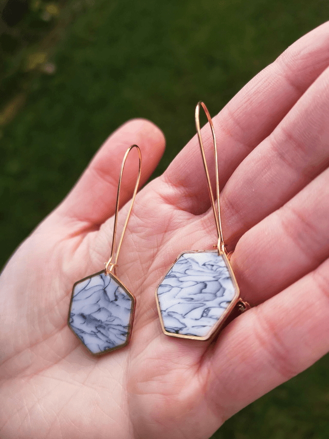 Collection Marbres Blancs - Boucles d'oreilles Jane