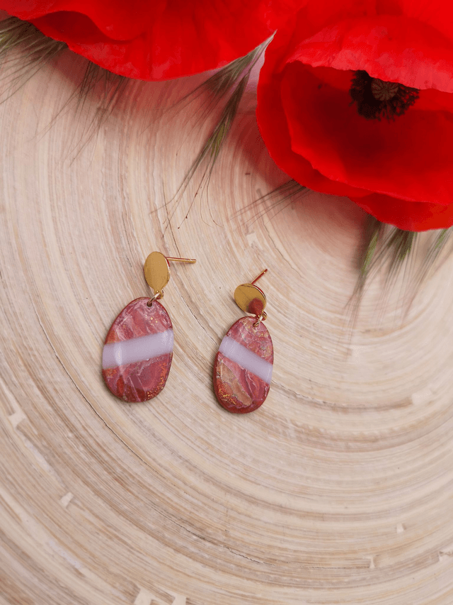 Collection Marbre Alizarine - Boucles d'oreilles Bénédicte