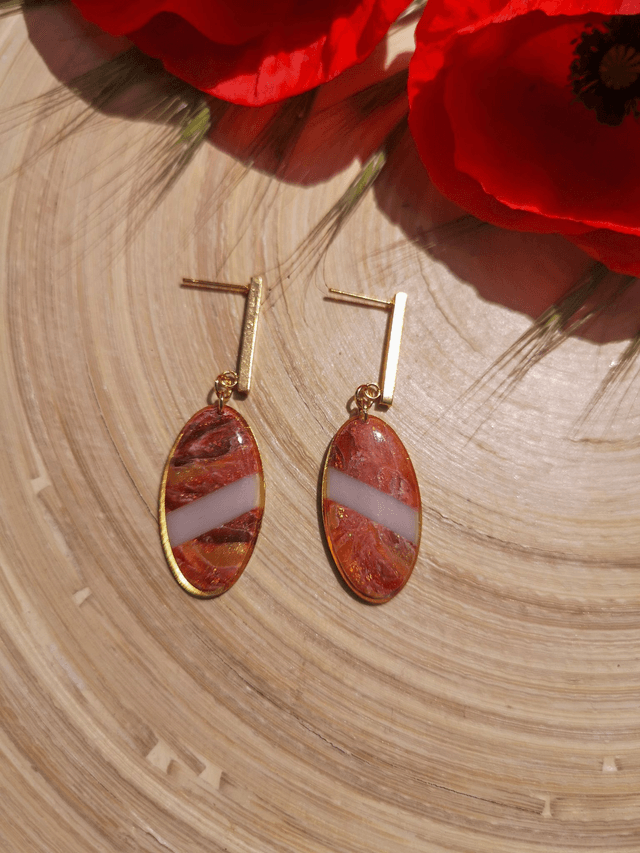 Collection Marbre Alizarine - Boucles d'oreilles Bethanie 