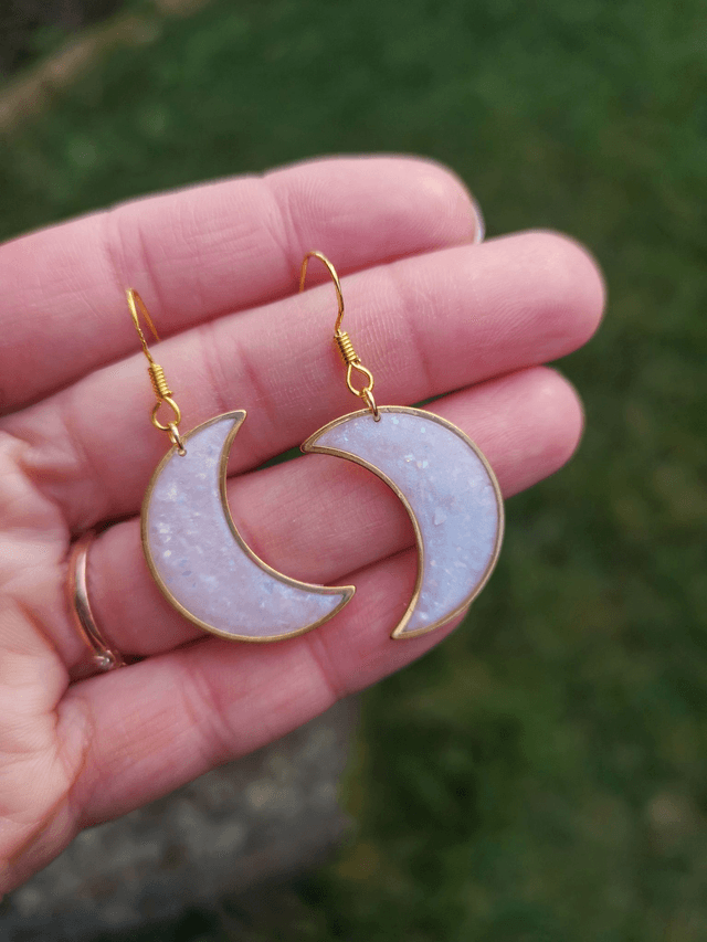 Collection Pierres d'Opales - Boucles d'oreilles Lune