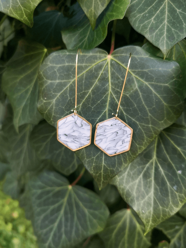 Collection Marbres Blancs - Boucles d'oreilles Jane