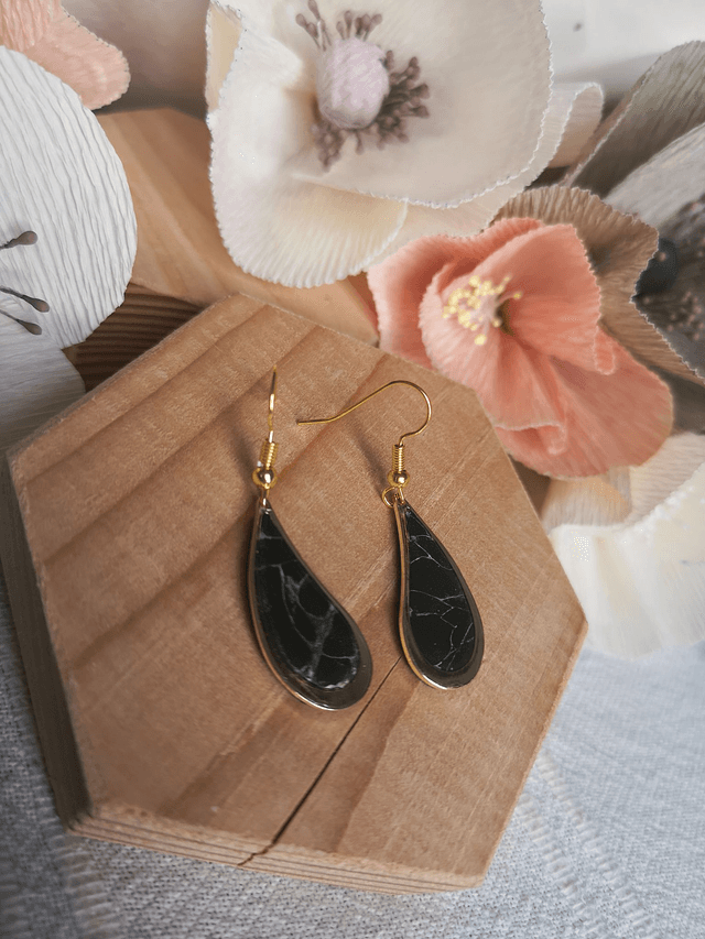 Collection Marbre Noir - Boucles d'oreilles Raphaëlle