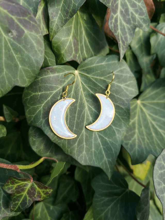 Collection Pierres d'Opales - Boucles d'oreilles Lune