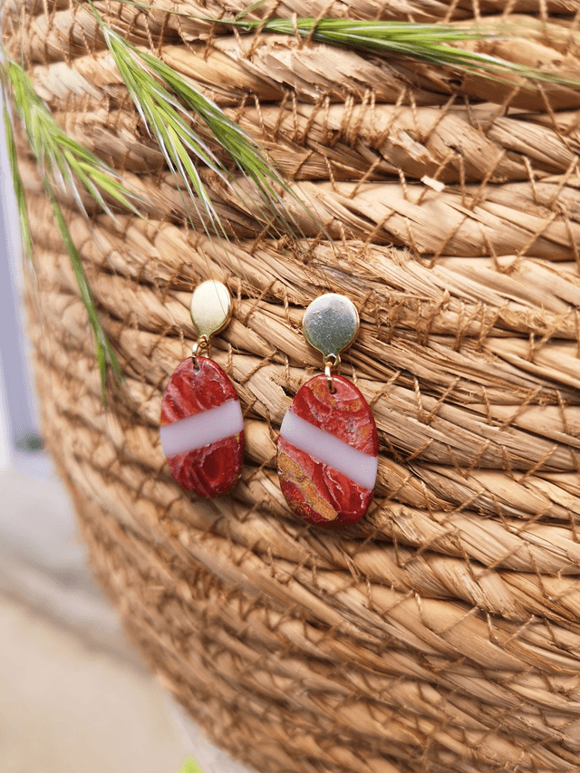 Collection Marbre Alizarine - Boucles d'oreilles Bénédicte