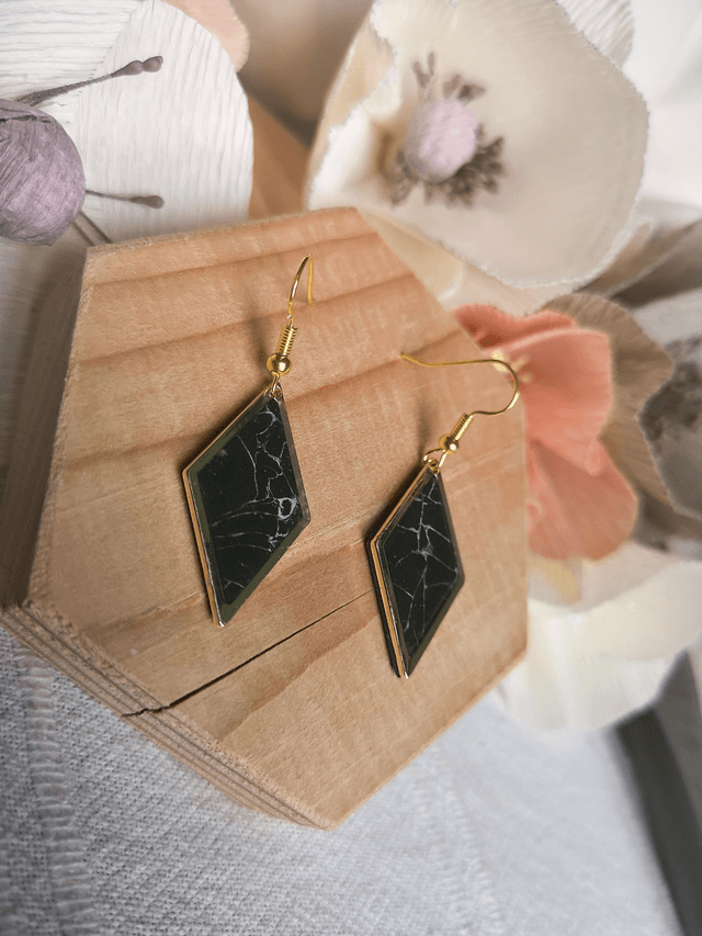 Collection Marbre Noir - Boucles d'oreilles Raven