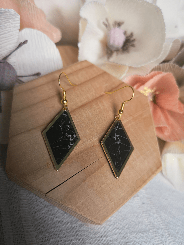 Collection Marbre Noir - Boucles d'oreilles Raven