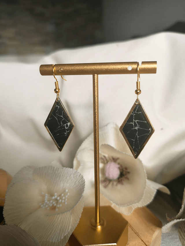 Collection Marbre Noir - Boucles d'oreilles Raven