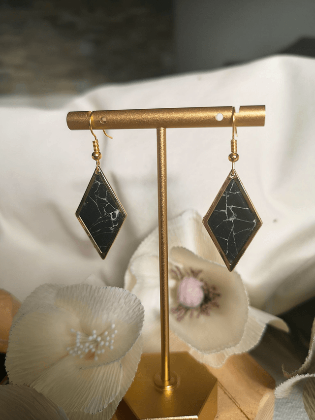 Collection Marbre Noir - Boucles d'oreilles Raven