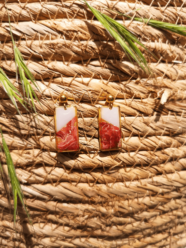 Collection Marbre Alizarine - Boucles d'oreilles Berty