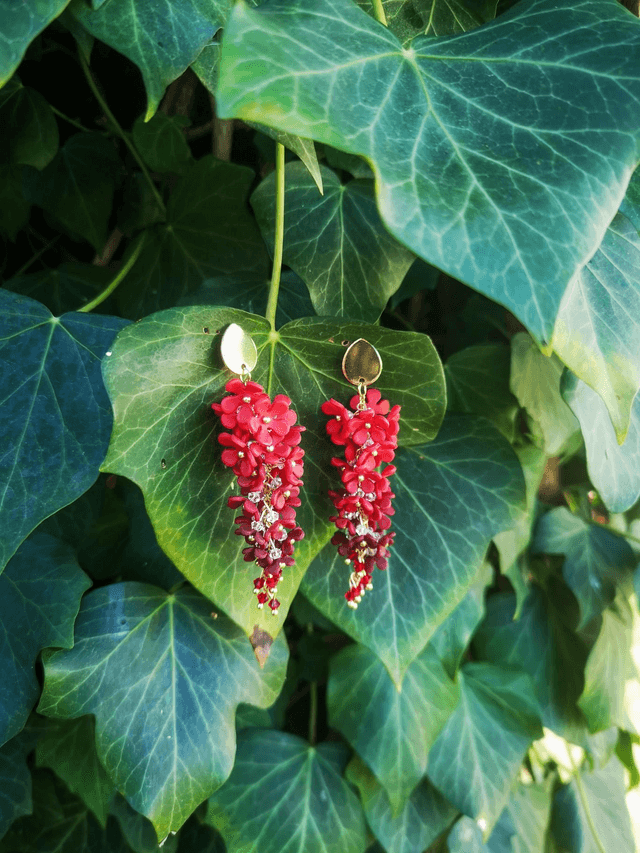 Boucles d'oreilles florales Signature rouge 