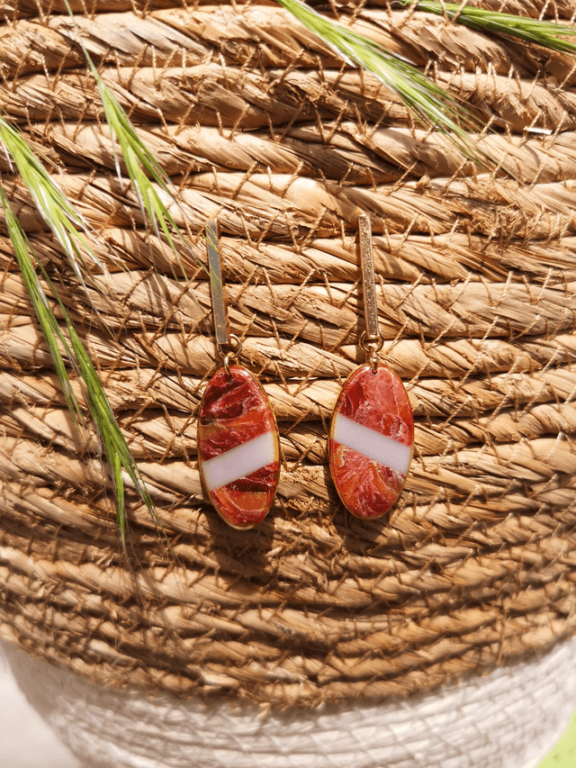 Collection Marbre Alizarine - Boucles d&#039;oreilles Bethanie 